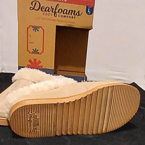 Womans Deerfoam Cosy Comfort Slippers SZ L Faux Fur Comfortable & Warm Beige - Picture 5 of 7